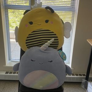 16 inch Squishmallows (BRAND NEW WITH TAG) - Naomi the Narwhal & Sunny the Bee